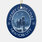 New Yorker City Skyline Foto Weihnachtszuwachs Keramikornament (Links)