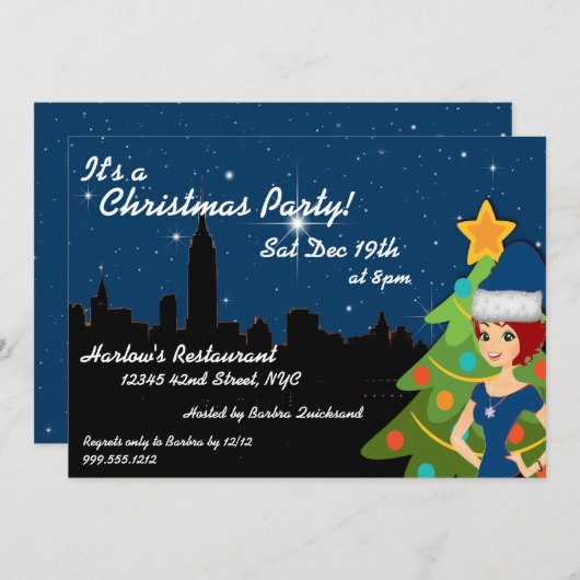 New Yorker Einladung zu Weihnachten (Vorne/Hinten)