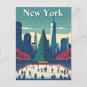 New Yorker Eislaufplatz Weihnachtsbaum Feiertagsre Postkarte
