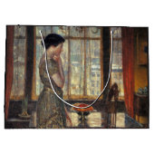 New Yorker Fenster im Winter (von Childe Hassam) Große Geschenktüte (Rückseite)