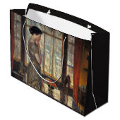 New Yorker Fenster im Winter (von Childe Hassam) Große Geschenktüte (Rückseite Schrägansicht)