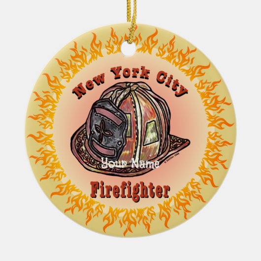 New Yorker Feuerwehrschmuck Keramik Ornament (Vorne)