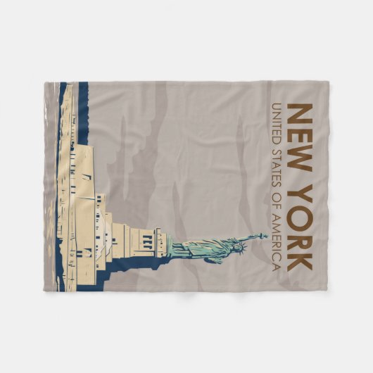New Yorker Freiheitsstatue Retro Fleecedecke (Vorderseite (Horizontal))