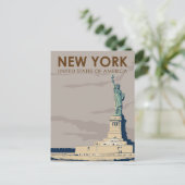New Yorker Freiheitsstatue Retro Postkarte (Stehend Vorderseite)