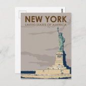 New Yorker Freiheitsstatue Retro Postkarte (Vorne/Hinten)