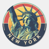 New Yorker Freiheitsstatue Runder Aufkleber (Vorderseite)