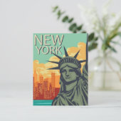 New Yorker Freiheitsstatue Vintag Postkarte (Stehend Vorderseite)