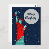 New Yorker Freiheitsstatue Weihnachten im Winter Postkarte (Vorne/Hinten)