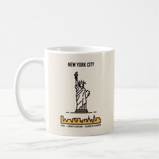 New Yorker Freiheitsstraßen Minimalistisch Kaffeetasse (Links)