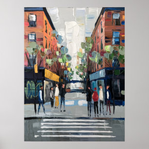 New Yorker Fußgängerüberweg-Impasto-Malerei Poster