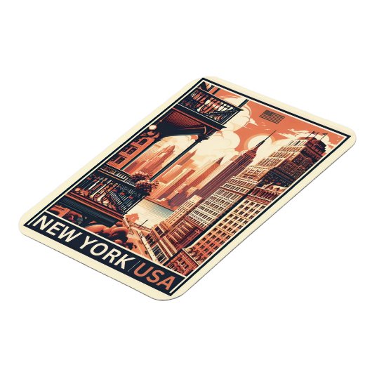 New Yorker Gebäude Vintager Balkon Magnet (Linke Seite)