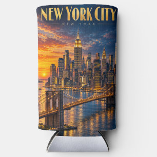New Yorker Golden City-Skyline Sonnenuntergang Rei Selters Dosenkühler