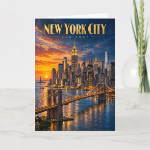 New Yorker Golden Skyline Sonnenuntergang Reisepla Karte