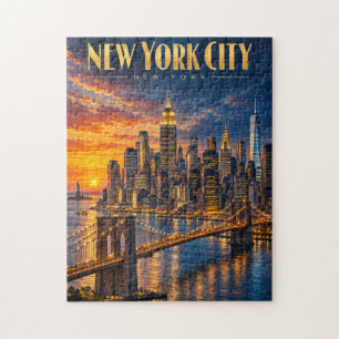 New Yorker Golden-Skyline-Sonnenuntergang-Reisepos Puzzle