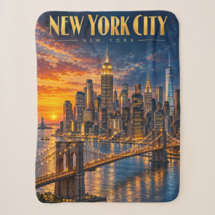 New Yorker Golden-Skyline-Sonnenuntergang-Reisepos Sherpadecke