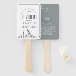 New Yorker Hochzeit Hochzeitsprogramm-Handfächer Fächer