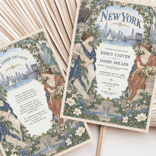 New Yorker Hochzeits-Einladung im Jugendstil mit f Einladung