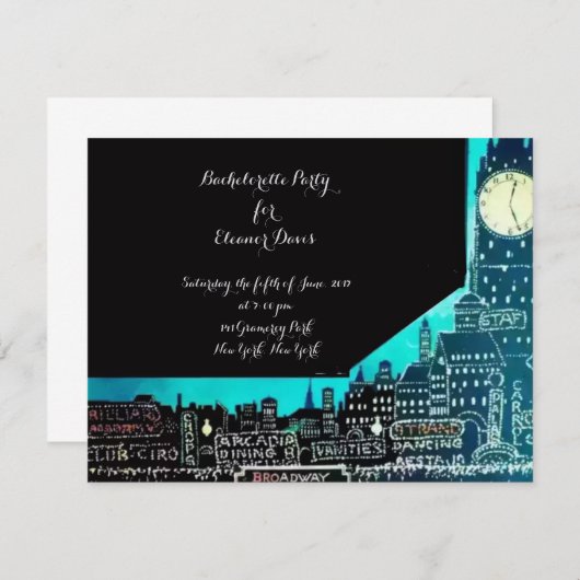 New Yorker Junggeselinnen-Abschied 1927 Einladung (Vorne/Hinten)