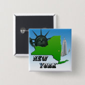 New Yorker Karte, Freiheitsstatue, Denkmal Button (Vorne & Hinten)