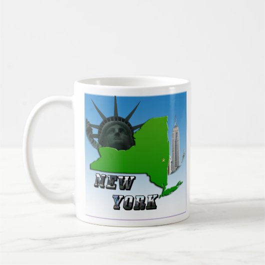 New Yorker Karte, Freiheitsstatue, Denkmal Kaffeetasse (Links)