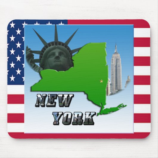 New Yorker Karte, Freiheitsstatue, Denkmal Mousepad (Vorne)