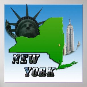New Yorker Karte, Freiheitsstatue, Denkmal Poster
