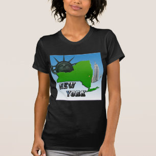 New Yorker Karte, Freiheitsstatue, Denkmal T-Shirt