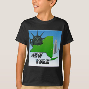 New Yorker Karte, Freiheitsstatue, Denkmal T-Shirt