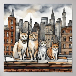 New Yorker Katzen (Aquarell) Poster