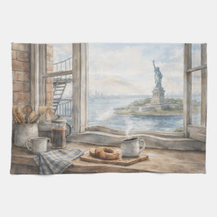 New Yorker Küchen-Aquarell mit Freiheitsstatue Geschirrtuch