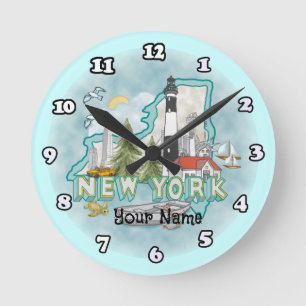 New Yorker Leuchtturm-Uhr Runde Wanduhr