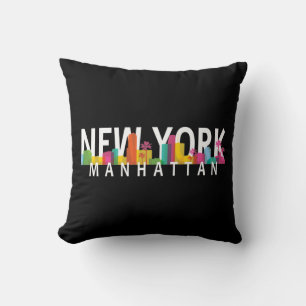 New Yorker Manhattan-Skyline mit Palmen Kissen
