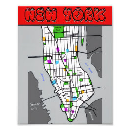New Yorker Minimalist Map Poster Schwarz & Weiß St