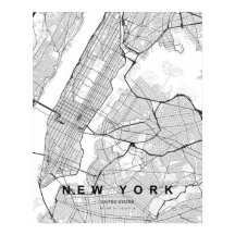 New Yorker Minimalistische Karte (Schwarz & Weiß)