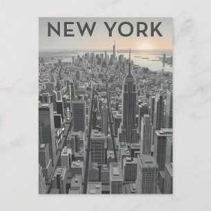 New Yorker Minimalistische Skyline Kunst Postkarte