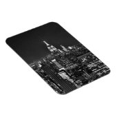 New Yorker Nachtskyline in Schwarzweiß Magnet (Rechte Seite)