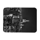 New Yorker Nachtskyline in Schwarzweiß Magnet (Horizontal)