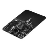 New Yorker Nachtskyline in Schwarzweiß Magnet (Linke Seite)