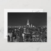 New Yorker Nachtskyline in Schwarzweiß Postkarte (Vorne/Hinten)