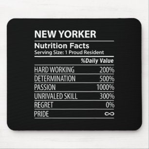 New Yorker Nährstoff Fakten Lustig New York Stolz Mousepad