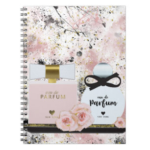 New Yorker Parfümflaschen Gold & Blush Rosa Rosen Notizblock