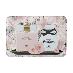 New Yorker Parfümflaschen Gold & Blushrosa Rosen Badematte