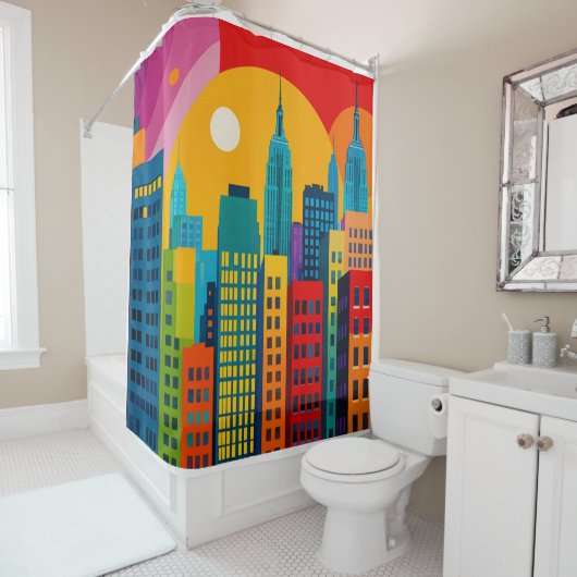 New Yorker Pop-Art Duschvorhang (Beispiel)