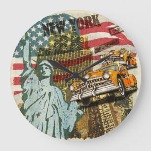 New Yorker Reiseplakat. Große Wanduhr