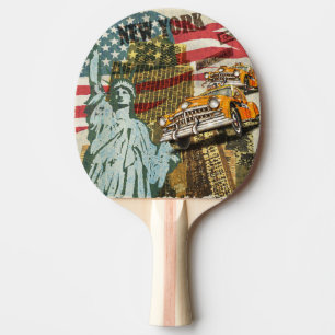 New Yorker Reiseplakat. Tischtennis Schläger