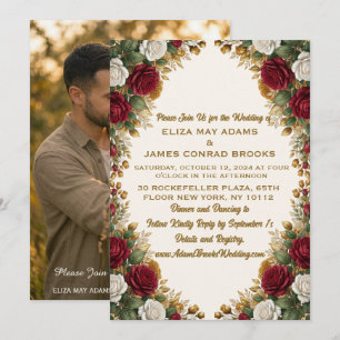 New Yorker Roségold-Blumen-Hochzeitseinladung Save The Date