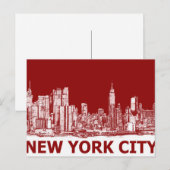 New Yorker Rotmaroon Postkarte (Vorne/Hinten)