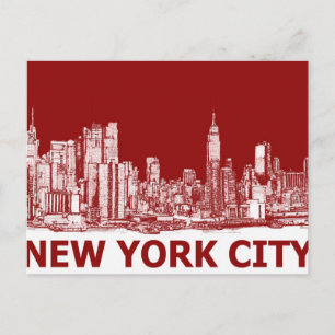New Yorker Rotmaroon Postkarte