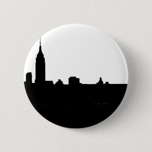 New Yorker Silhouette Black & White Button