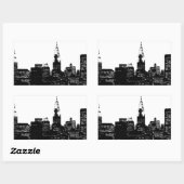 New Yorker Silhouette Black & White Rechteckiger Aufkleber (Blatt)